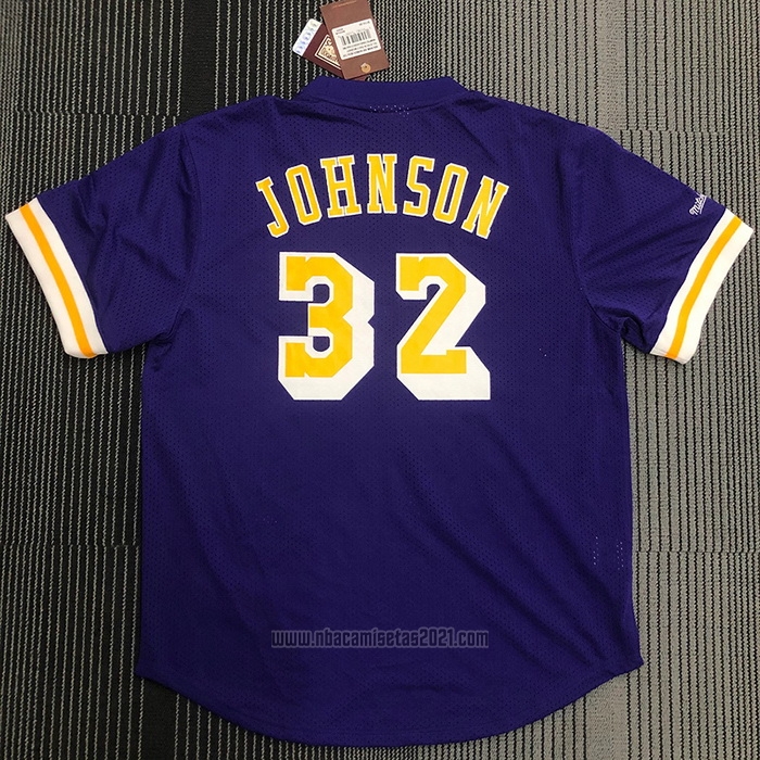 Camiseta Manga Corta Los Angeles Lakers Magic Johnson #32 Violeta